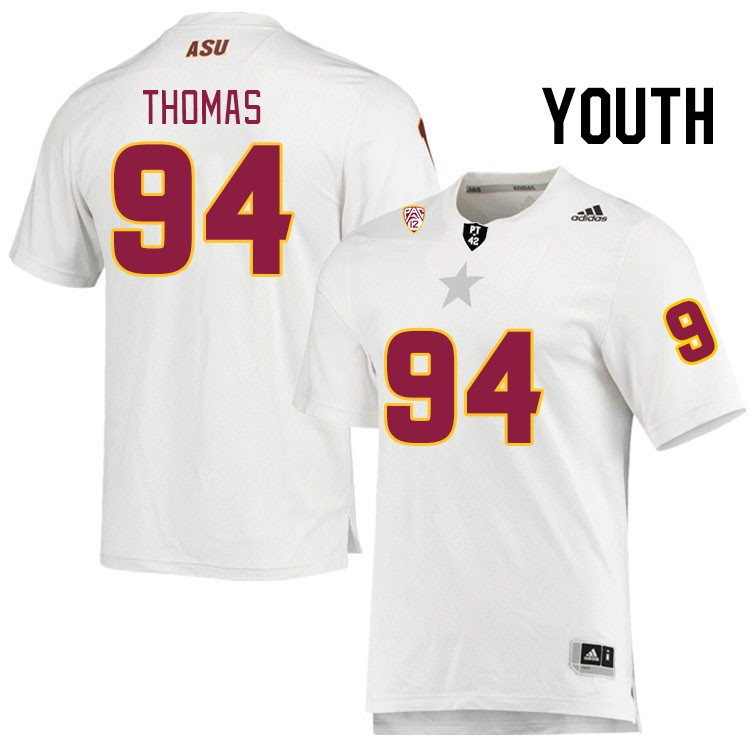 Youth #94 Landen Thomas Arizona State Sun Devils College Football Jerseys Stitched Sale-White - Click Image to Close